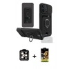 MARSİLYAN™- iPhone 14 Pro Max Kılıf Vadi Form Prime - Siyah Buffer Cam Ekran Koruyucu + PVD Metal Kamera Lens - TU