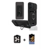 MARSİLYAN™- iPhone 14 Pro Max Kılıf Vadi Form Prime - Siyah Buffer Hayalet Cam Ekran Koruyucu + PVD Metal Kamera Lens - TU
