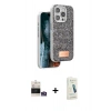 MARSİLYAN™- iPhone 14 Pro Max Kılıf Vadi Klasik Serisi - Şeffaf Pasifik Cam Ekran Koruyucu + Bilvis Titan Kamera Lens - GS