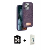 MARSİLYAN™- iPhone 14 Pro Max Kılıf Vadi Klasik Serisi - Şeffaf Pasifik Cam Ekran Koruyucu + PVD Metal Kamera Lens - TU