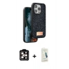MARSİLYAN™- iPhone 14 Pro Max Kılıf Vadi Klasik Serisi - Şeffaf Pasifik Cam Ekran Koruyucu + PVD Metal Kamera Lens - TU
