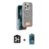 MARSİLYAN™- iPhone 14 Pro Max Kılıf Vadi Klasik Serisi - Siyah 18D Cam Ekran Koruyucu + PVD Metal Kamera Lens - TU