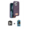MARSİLYAN™- iPhone 14 Pro Max Kılıf Vadi Klasik Serisi - Siyah 18D Cam Ekran Koruyucu + PVD Metal Kamera Lens - TU