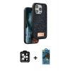 MARSİLYAN™- iPhone 14 Pro Max Kılıf Vadi Klasik Serisi - Siyah 18D Cam Ekran Koruyucu + PVD Metal Kamera Lens - TU