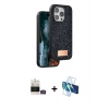MARSİLYAN™- iPhone 14 Pro Max Kılıf Vadi Klasik Serisi - Siyah 3D Antistatik Cam Ekran Koruyucu + Bilvis Titan Kamera Lens - GD