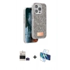 MARSİLYAN™- iPhone 14 Pro Max Kılıf Vadi Klasik Serisi - Siyah 3D Antistatik Cam Ekran Koruyucu + Bilvis Titan Kamera Lens - DNMR