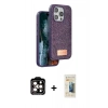 MARSİLYAN™- iPhone 14 Pro Max Kılıf Vadi Klasik Serisi - Siyah 6D Mat Seramik Hayalet Nano Ekran Koruyucu + PVD Metal Kamera Lens - TU