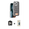 MARSİLYAN™- iPhone 14 Pro Max Kılıf Vadi Klasik Serisi - Siyah 6D Mat Seramik Hayalet Nano Ekran Koruyucu + PVD Metal Kamera Lens - TU