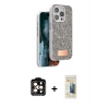 MARSİLYAN™- iPhone 14 Pro Max Kılıf Vadi Klasik Serisi - Siyah 6D Mat Seramik Hayalet Nano Ekran Koruyucu + PVD Metal Kamera Lens - TU