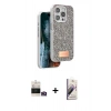 MARSİLYAN™- iPhone 14 Pro Max Kılıf Vadi Klasik Serisi - Siyah Bilvis 3D Mat Cam Ekran Koruyucu + Bilvis Titan Kamera Lens - GD