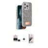 MARSİLYAN™- iPhone 14 Pro Max Kılıf Vadi Klasik Serisi - Siyah Bilvis 3D Mat Cam Ekran Koruyucu + Bilvis Titan Kamera Lens - SH