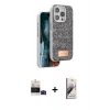 MARSİLYAN™- iPhone 14 Pro Max Kılıf Vadi Klasik Serisi - Siyah Bilvis 3D Mat Cam Ekran Koruyucu + Bilvis Titan Kamera Lens - SH