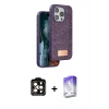 MARSİLYAN™- iPhone 14 Pro Max Kılıf Vadi Klasik Serisi - Siyah Bilvis 5in1 3D Magic Cam Ekran Koruyucu + PVD Metal Kamera Lens - TU