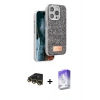 MARSİLYAN™- iPhone 14 Pro Max Kılıf Vadi Klasik Serisi - Siyah Bilvis 5in1 3D Magic Cam Ekran Koruyucu + Raze Metal Kamera Lens - GD