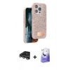 MARSİLYAN™- iPhone 14 Pro Max Kılıf Vadi Klasik Serisi - Siyah Bilvis 5in1 5D Magic Hayalet Cam Ekran Koruyucu + Raze Metal Kamera Lens - GS