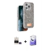 MARSİLYAN™- iPhone 14 Pro Max Kılıf Vadi Klasik Serisi - Siyah Bilvis 5in1 5D Magic Hayalet Cam Ekran Koruyucu + Bilvis Titan Kamera Lens - GS