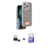 MARSİLYAN™- iPhone 14 Pro Max Kılıf Vadi Klasik Serisi - Siyah Bilvis 5in1 5D Magic Hayalet Cam Ekran Koruyucu + Bilvis Titan Kamera Lens - SH
