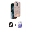 MARSİLYAN™- iPhone 14 Pro Max Kılıf Vadi Klasik Serisi - Siyah Bilvis 5in1 5D Magic Hayalet Cam Ekran Koruyucu + PVD Metal Kamera Lens - TU