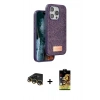 MARSİLYAN™- iPhone 14 Pro Max Kılıf Vadi Klasik Serisi - Siyah Buffer Cam Ekran Koruyucu + Raze Metal Kamera Lens - GD