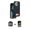 MARSİLYAN™- iPhone 14 Pro Max Kılıf Vadi Klasik Serisi - Siyah Buffer Hayalet Cam Ekran Koruyucu + PVD Metal Kamera Lens - TU