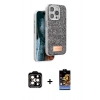 MARSİLYAN™- iPhone 14 Pro Max Kılıf Vadi Klasik Serisi - Siyah Buffer Hayalet Cam Ekran Koruyucu + PVD Metal Kamera Lens - TU