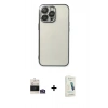 MARSİLYAN™- iPhone 14 Pro Max Kılıf Vadi Minimal - Şeffaf Pasifik Cam Ekran Koruyucu + Gümüş Bilvis Titan Kamera Lens