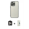 MARSİLYAN™- iPhone 14 Pro Max Kılıf Vadi Minimal - Şeffaf Pasifik Cam Ekran Koruyucu + PVD Metal Kamera Lens - TU