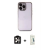 MARSİLYAN™- iPhone 14 Pro Max Kılıf Vadi Minimal - Şeffaf Pasifik Cam Ekran Koruyucu + PVD Metal Kamera Lens - TU