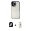 MARSİLYAN™- iPhone 14 Pro Max Kılıf Vadi Minimal - Şeffaf Pasifik Cam Ekran Koruyucu + PVD Metal Kamera Lens - TU