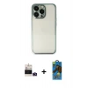 MARSİLYAN™- iPhone 14 Pro Max Kılıf Vadi Minimal - Siyah 18D Cam Ekran Koruyucu + Bilvis Titan Kamera Lens - DNMR