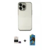MARSİLYAN™- iPhone 14 Pro Max Kılıf Vadi Minimal - Siyah 18D Cam Ekran Koruyucu + Gold Bilvis Titan Kamera Lens