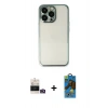 MARSİLYAN™- iPhone 14 Pro Max Kılıf Vadi Minimal - Siyah 18D Cam Ekran Koruyucu + Gold Bilvis Titan Kamera Lens