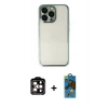 MARSİLYAN™- iPhone 14 Pro Max Kılıf Vadi Minimal - Siyah 18D Cam Ekran Koruyucu + PVD Metal Kamera Lens - TU