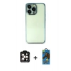 MARSİLYAN™- iPhone 14 Pro Max Kılıf Vadi Minimal - Siyah 18D Cam Ekran Koruyucu + PVD Metal Kamera Lens - TU