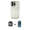 MARSİLYAN™- iPhone 14 Pro Max Kılıf Vadi Minimal - Siyah 18D Cam Ekran Koruyucu + PVD Metal Kamera Lens - TU