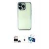 MARSİLYAN™- iPhone 14 Pro Max Kılıf Vadi Minimal - Siyah 3D Antistatik Cam Ekran Koruyucu + Bilvis Titan Kamera Lens - DNMR