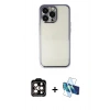 MARSİLYAN™- iPhone 14 Pro Max Kılıf Vadi Minimal - Siyah 3D Antistatik Cam Ekran Koruyucu + PVD Metal Kamera Lens - TU