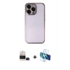 MARSİLYAN™- iPhone 14 Pro Max Kılıf Vadi Minimal - Siyah 3D Antistatik Cam Ekran Koruyucu + Siyah Bilvis Titan Kamera Lens