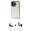 MARSİLYAN™- iPhone 14 Pro Max Kılıf Vadi Minimal - Siyah 3D Antistatik Cam Ekran Koruyucu + Siyah Bilvis Titan Kamera Lens