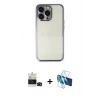 MARSİLYAN™- iPhone 14 Pro Max Kılıf Vadi Minimal - Siyah 3D Antistatik Cam Ekran Koruyucu + Siyah Bilvis Titan Kamera Lens