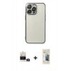 MARSİLYAN™- iPhone 14 Pro Max Kılıf Vadi Minimal - Siyah 6D Mat Seramik Hayalet Nano Ekran Koruyucu + Bilvis Titan Kamera Lens - GD