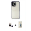 MARSİLYAN™- iPhone 14 Pro Max Kılıf Vadi Minimal - Siyah 6D Mat Seramik Hayalet Nano Ekran Koruyucu + Derin Mor Bilvis Titan Kamera Lens