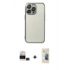 MARSİLYAN™- iPhone 14 Pro Max Kılıf Vadi Minimal - Siyah 6D Mat Seramik Hayalet Nano Ekran Koruyucu + Derin Mor Bilvis Titan Kamera Lens