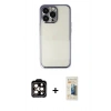 MARSİLYAN™- iPhone 14 Pro Max Kılıf Vadi Minimal - Siyah 6D Mat Seramik Hayalet Nano Ekran Koruyucu + PVD Metal Kamera Lens - TU
