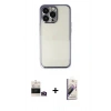MARSİLYAN™- iPhone 14 Pro Max Kılıf Vadi Minimal - Siyah Bilvis 3D Mat Cam Ekran Koruyucu + Bilvis Titan Kamera Lens - GD