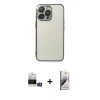 MARSİLYAN™- iPhone 14 Pro Max Kılıf Vadi Minimal - Siyah Bilvis 3D Mat Cam Ekran Koruyucu + Bilvis Titan Kamera Lens - GS