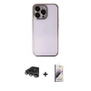 MARSİLYAN™- iPhone 14 Pro Max Kılıf Vadi Minimal - Siyah Bilvis 3D Mat Cam Ekran Koruyucu + Raze Metal Kamera Lens - GS