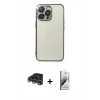 MARSİLYAN™- iPhone 14 Pro Max Kılıf Vadi Minimal - Siyah Bilvis 3D Mat Cam Ekran Koruyucu + Raze Metal Kamera Lens - GS