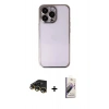 MARSİLYAN™- iPhone 14 Pro Max Kılıf Vadi Minimal - Siyah Bilvis 3D Mat Cam Ekran Koruyucu + Raze Metal Kamera Lens - GD