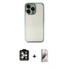 MARSİLYAN™- iPhone 14 Pro Max Kılıf Vadi Minimal - Siyah Bilvis 3D Mat Cam Ekran Koruyucu + PVD Metal Kamera Lens - TU